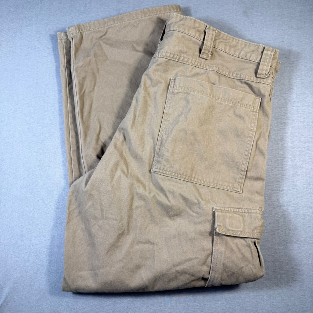 Wrangler Authentics Mens Cargo Pants 38x30 Tan Khaki Cotton Twill 70LEWGR